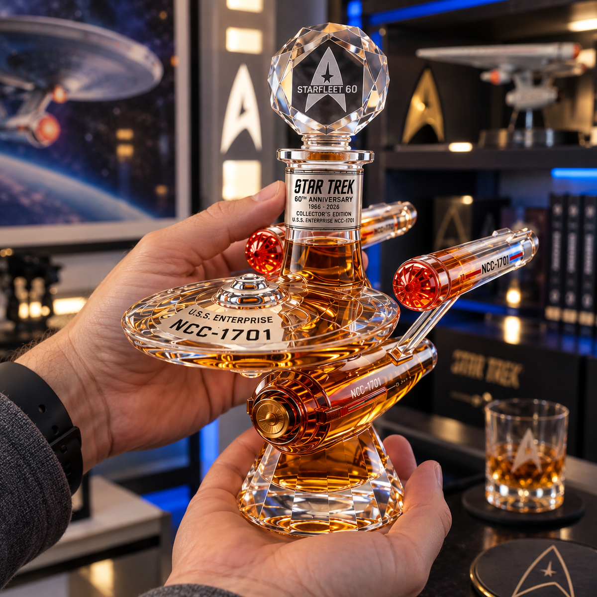 STAR TREK 60TH ANNIVERSARY U.S.S. ENTERPRISE NCC-1701 Edition Whiskey Bottle