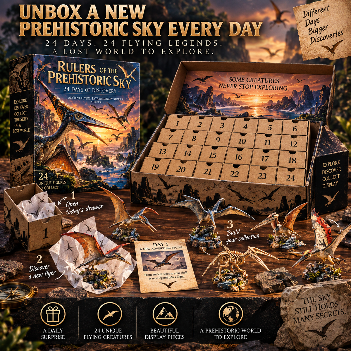 π¦π¦£πͺ½πΎ24 Days of Discovery β T-Rex, Pterosaurs, Woolly Mammoths & Mountain Lions Collection