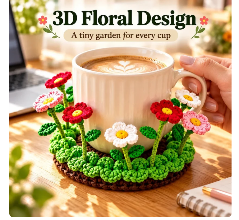 🌸 Flowers That Never Fade! 🌷 Handmade Crochet Floral Coasters – A Little Bloom for Every Table
