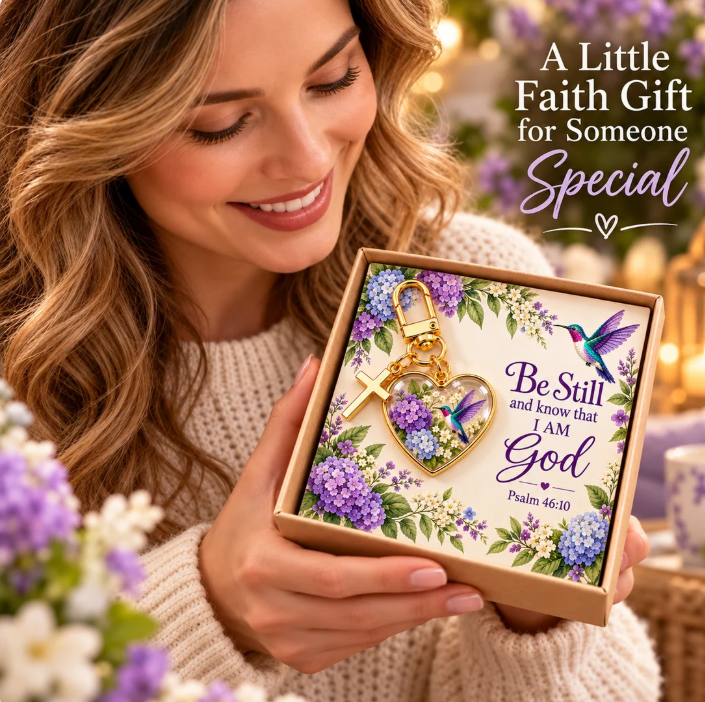 💜Loved by 60,000+ People!✝️Be Still & Know That I Am God Hummingbird Faith Key chain