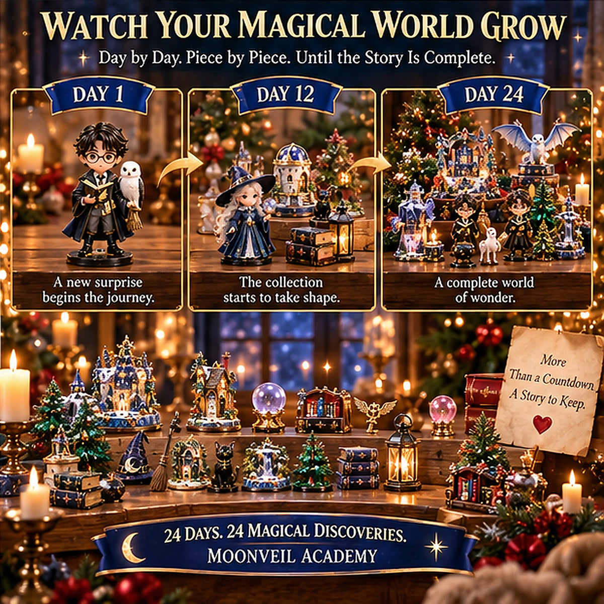 🌙Moonlight Magic Academy -24 Days Magic Advent Calendar | 24 Magical Collection Miniatures And Charming Christmas Surprises✨