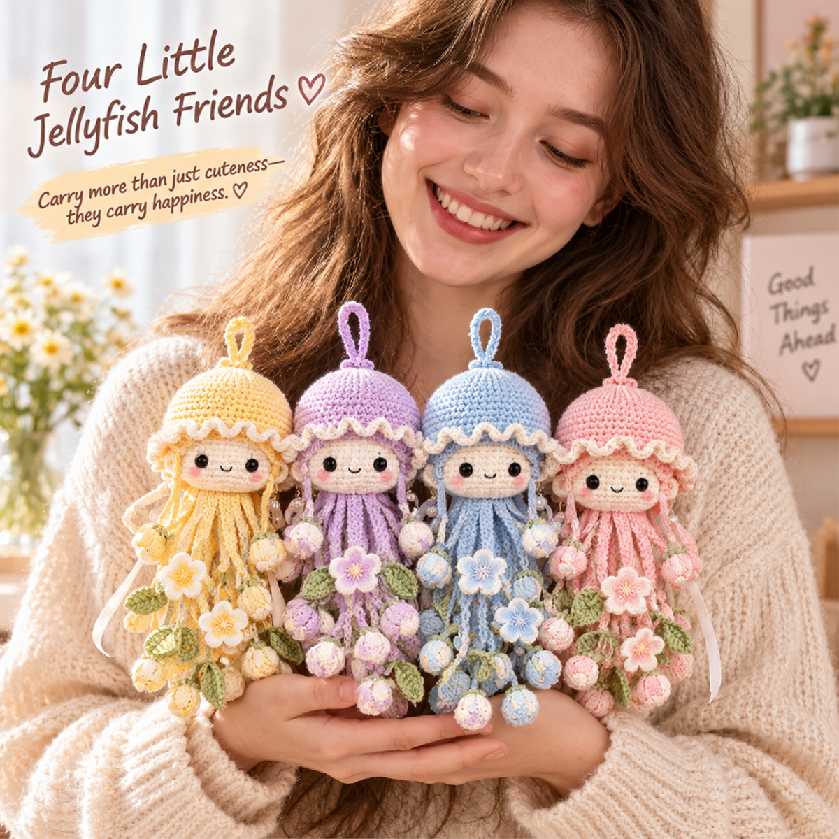 πΈ DIY Crochet Jellyfish Car Charm Kit β 4 Colors, Little Joys & Handmade Gifts