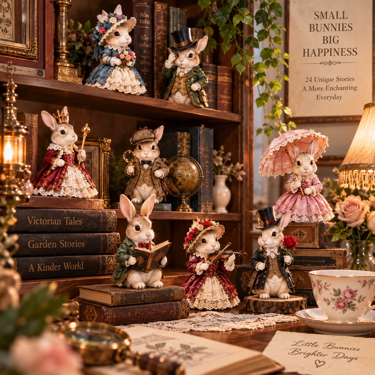 24 Days of Victorian Bunnies – 24 Vintage-Inspired Rabbit Figurines | Christmas Countdown Collectible Gift Set
