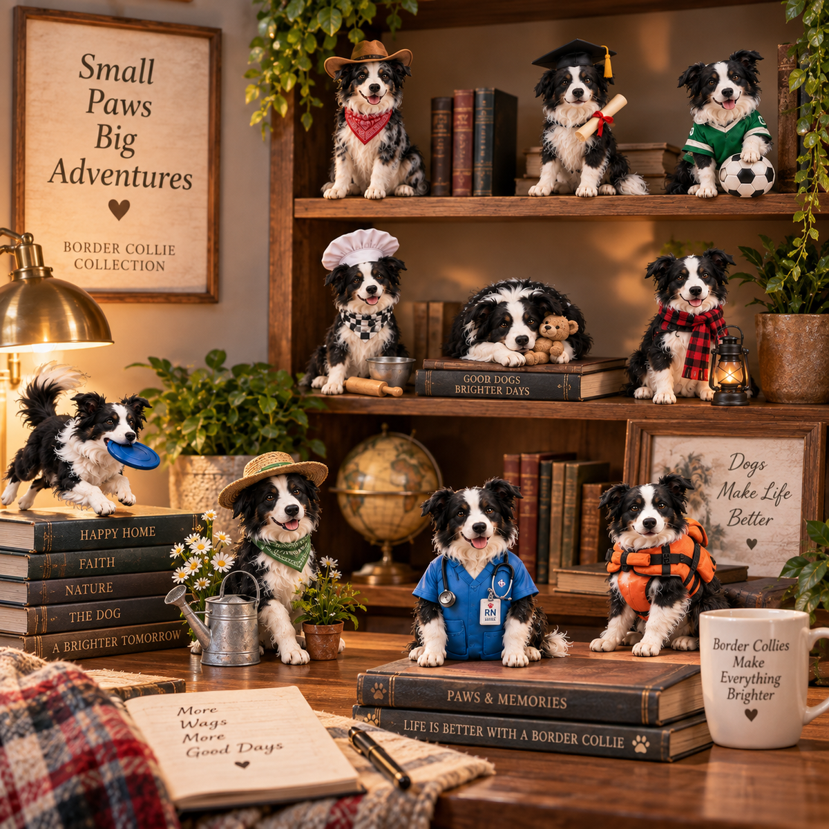24 Days of Border Collie – 24 Unique Dog Figurines | Christmas Collectible Gift Set