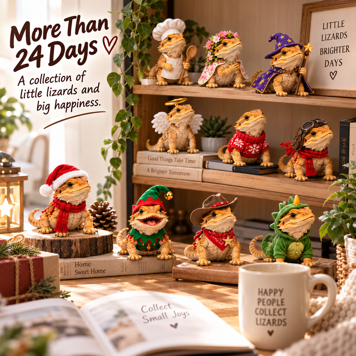 24 Days of Bearded Dragon – 24 Unique Miniature Figurines | Christmas Collectible Gift Set