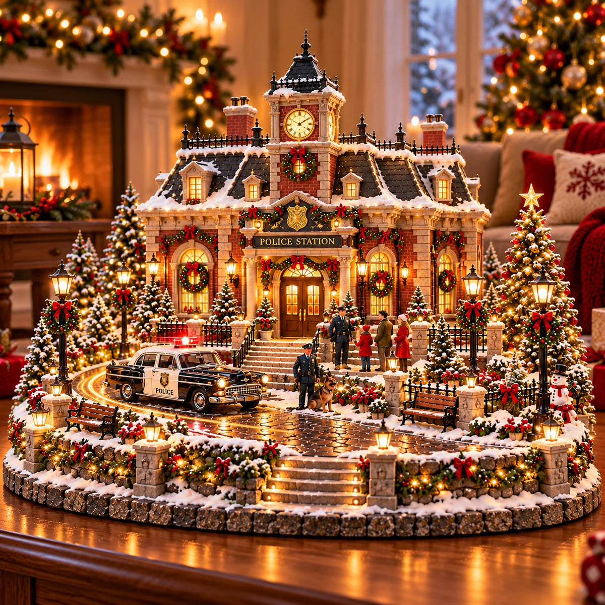 🚒 Some Heroes Never Take Christmas Off! 🎄 Lighted Vintage Firehouse Christmas Village
