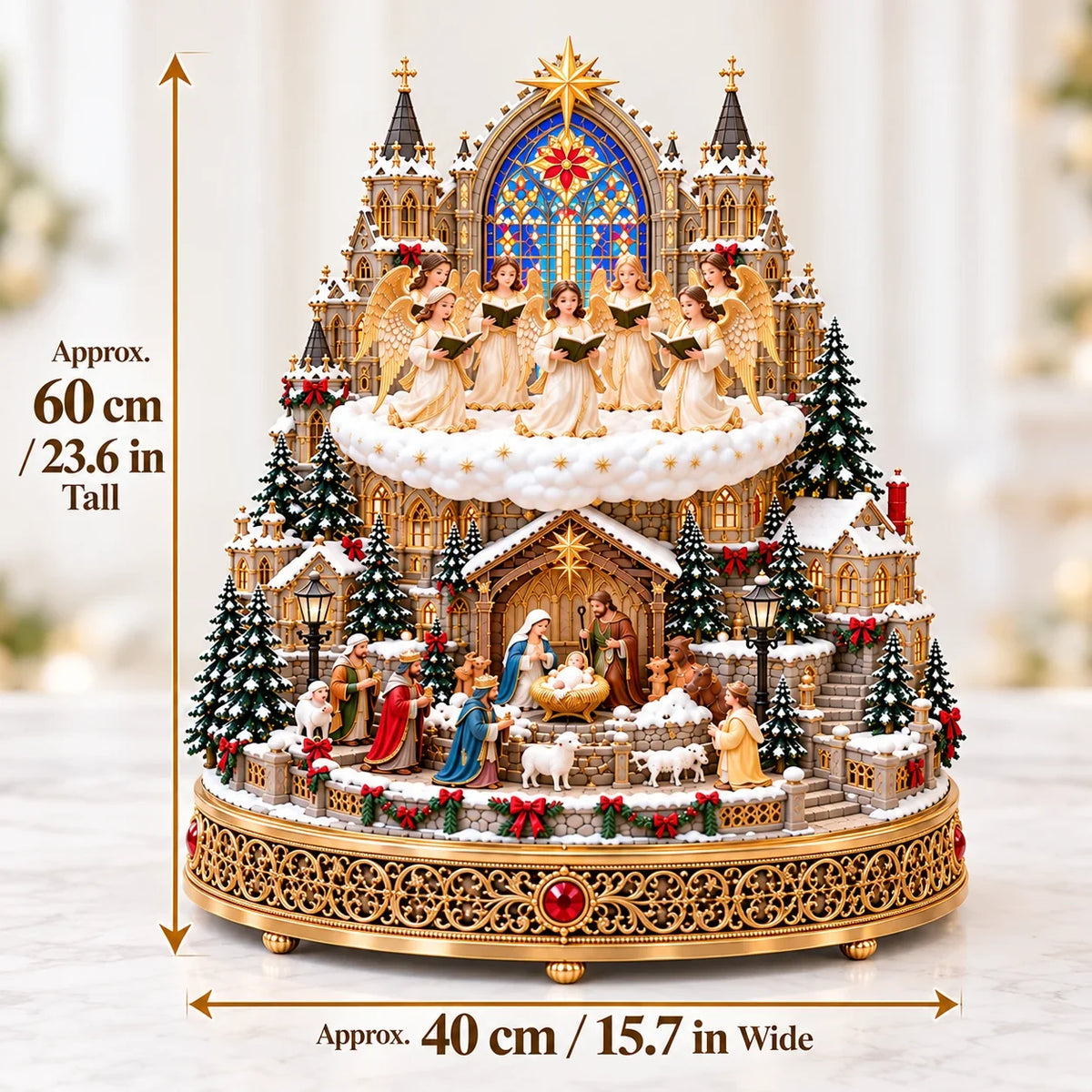 🎄✝️ Bethlehem Angel Choir | Lighted Rotating Nativity Village