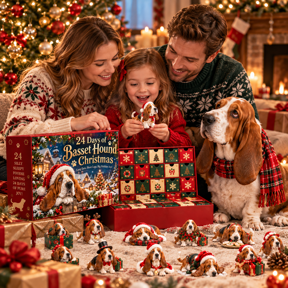 🎅Santa, Wake Me Up When Dinner's Ready! 🐶 2026 Basset Hound Christmas – 24 Days of Cozy Mischief