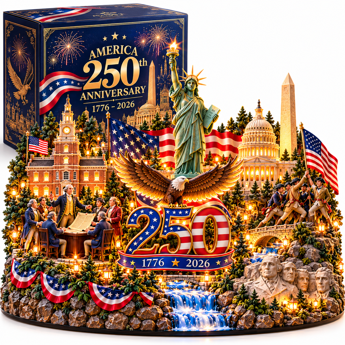 US Celebrate 250 Years of America! ✨ 1776–2026 Illuminated Anniversary Keepsake