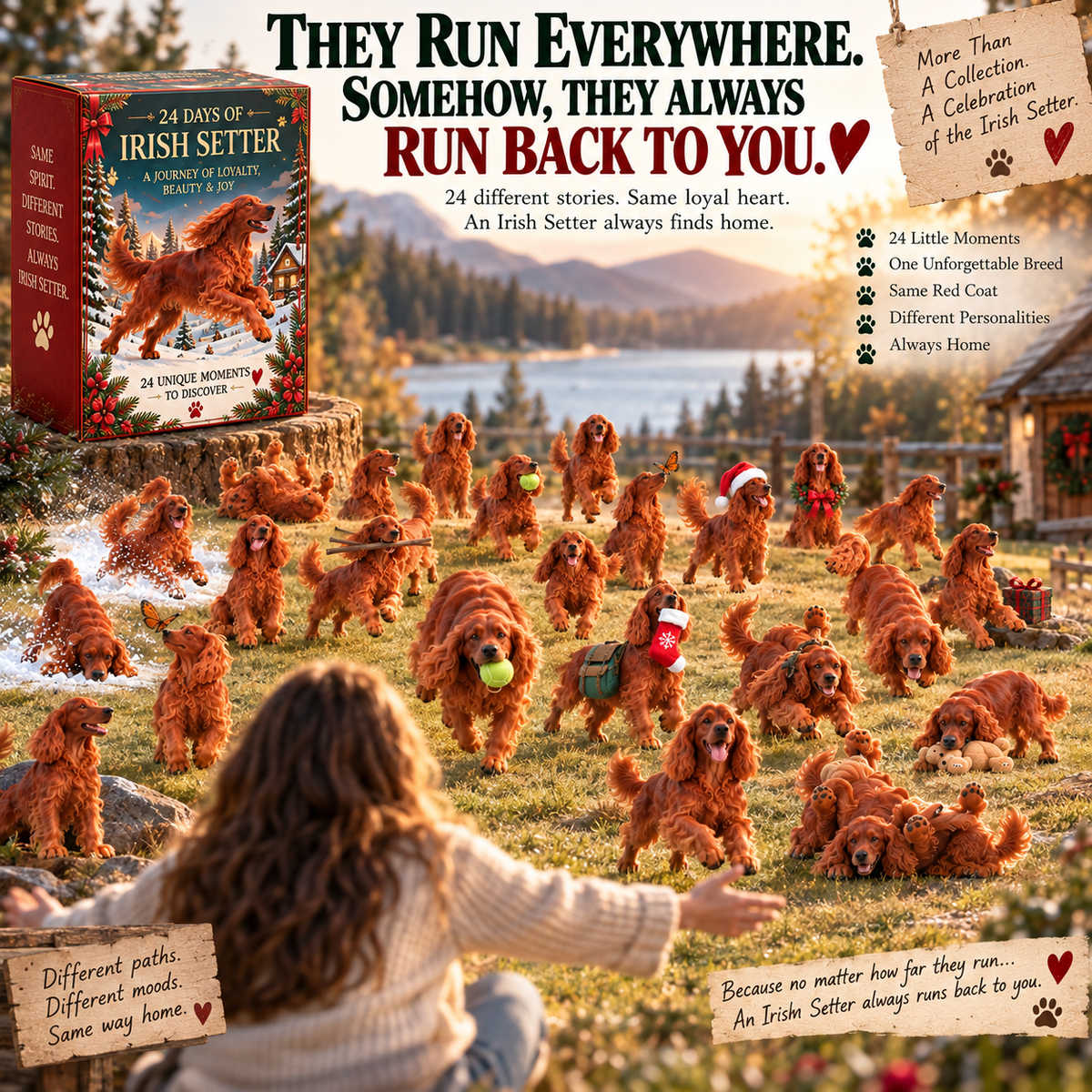 ❤️🐾24 Days of Irish Setter Spirit — Run Wild. Come Home. Repeat