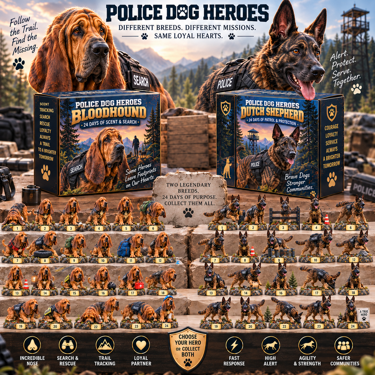 πΎ 24 Days of Police Dog Heroes β Bloodhound & Dutch Shepherd Mission Collection