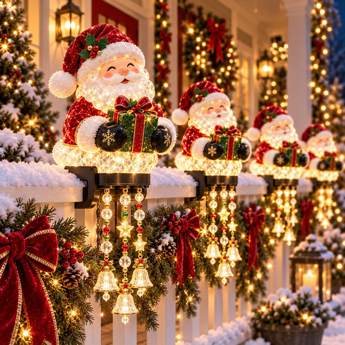 🎄✨ Christmas Railing Glow – 4 Festive Characters for Your Holiday Porch