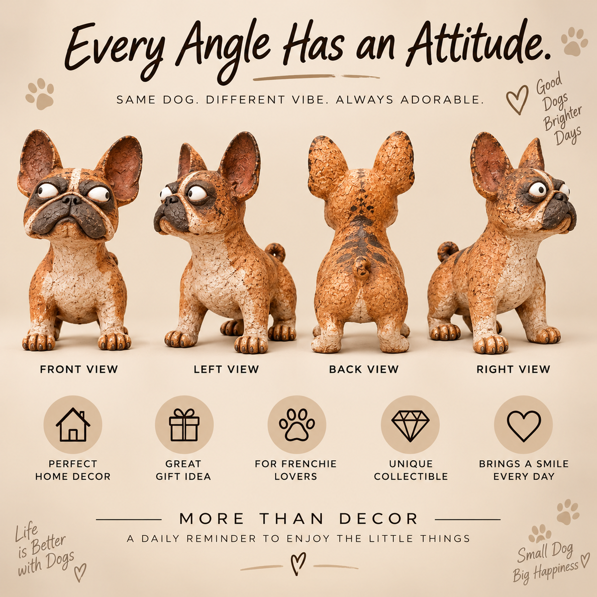 🎁NEW ARRIVAL | LIMITED-TIME 50% OFF🐾 The Frenchie That Judges You – Funny Side-Eye Bulldog Figurine