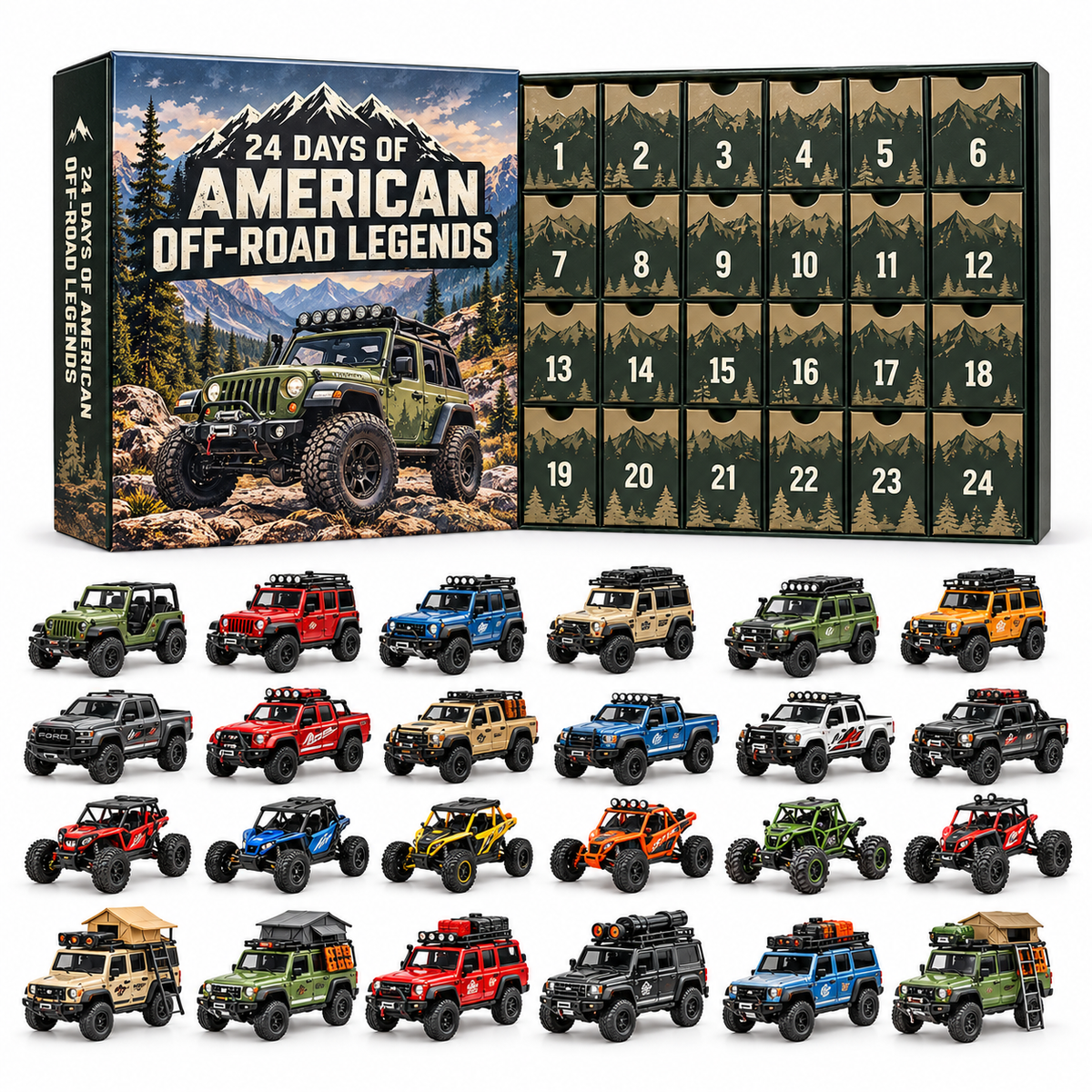 🏔️ 24 Days of American Off-Road Legends – 24 Unique 4×4、Trucks & Adventure Vehicles