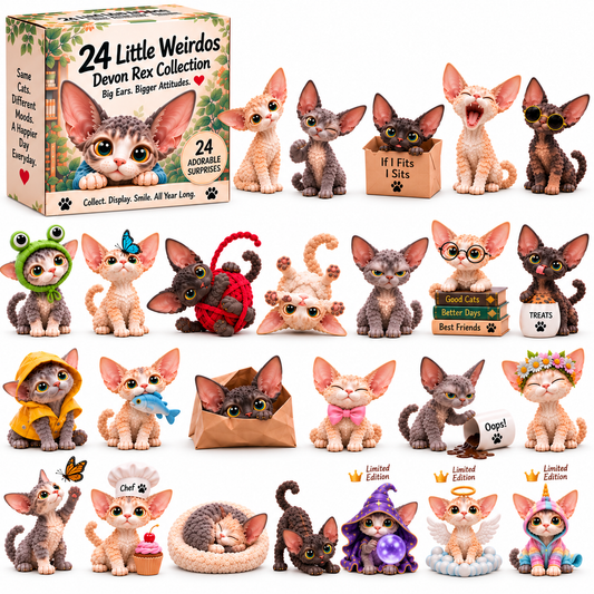 🐾 24 Little Weirdos – Devon Rex Surprise Collection | 24 Cats, Endless Smiles!