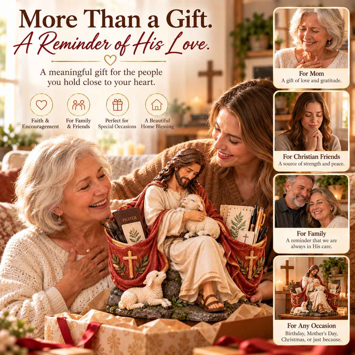✝️ The Good Shepherd Jesus Figurine – A Symbol of Faith & Love ❤️| Christian Home Decor & Practical Organizer