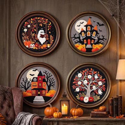 🎃 Spooky Season Halloween Embroidery Kit – Stitch Your Own Haunted Scene