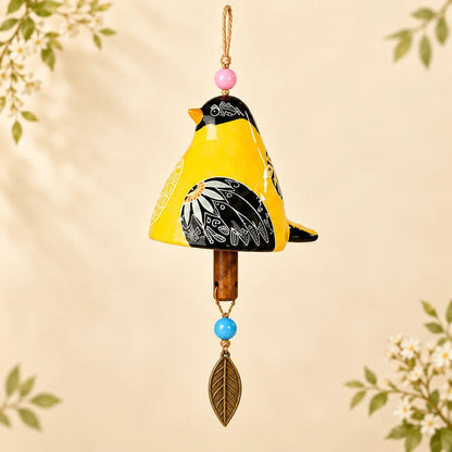 🎁LAST DAY SALE 50% OFF - Hand-Painted Resin Bird Wind Chime, Colorful Folk Art Garden Hanging Decor