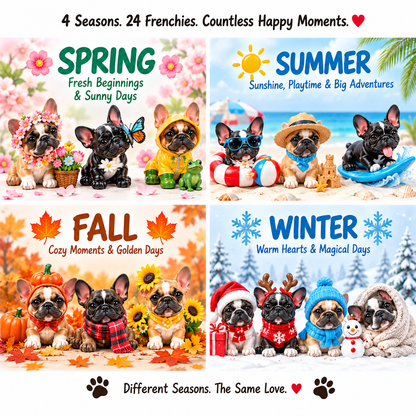 🔥 50% OFF ENDS TODAY!🌸☀️🍂❄️ A Year With Frenchies — 24 Seasonal French Bulldog Collectibles