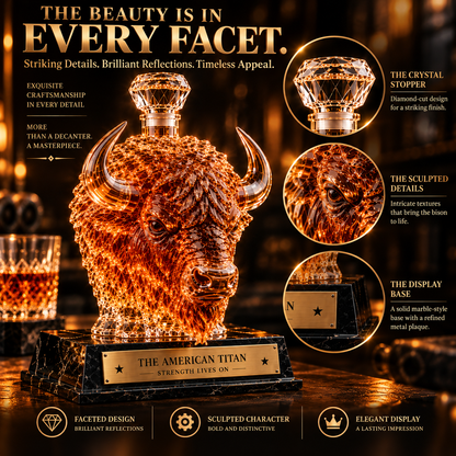 🔥 More Than a Decanter!  The American Titan – A Bold Bison Crystal Whiskey Collectible