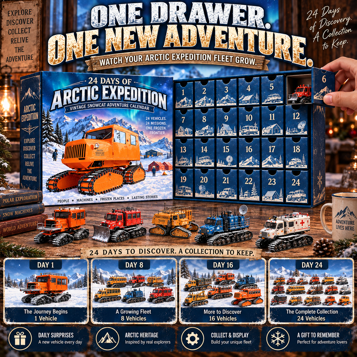 ❄️ Ready to Conquer the Arctic?! 🚜 2026 Vintage Snowcat Expedition – 24 Days of Frozen Adventures!