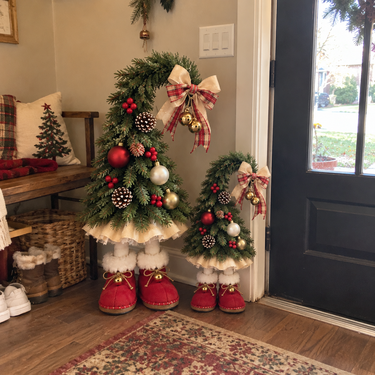 🎄 Who Gave the Christmas Trees Little Boots?! ❤️ Whimsical Christmas Tree Figurines – A Little Holiday Magic for Your Home!
