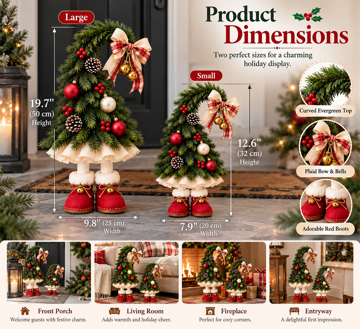 🎄 Who Gave the Christmas Trees Little Boots?! ❤️ Whimsical Christmas Tree Figurines – A Little Holiday Magic for Your Home!