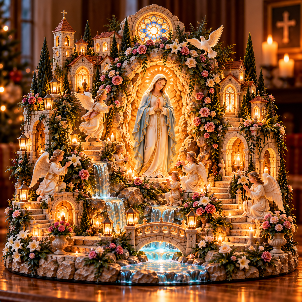 🌹 A Mother's Love, A Light of Grace ✨ Virgin Mary LED Sanctuary – Faith, Hope & Everlasting Love