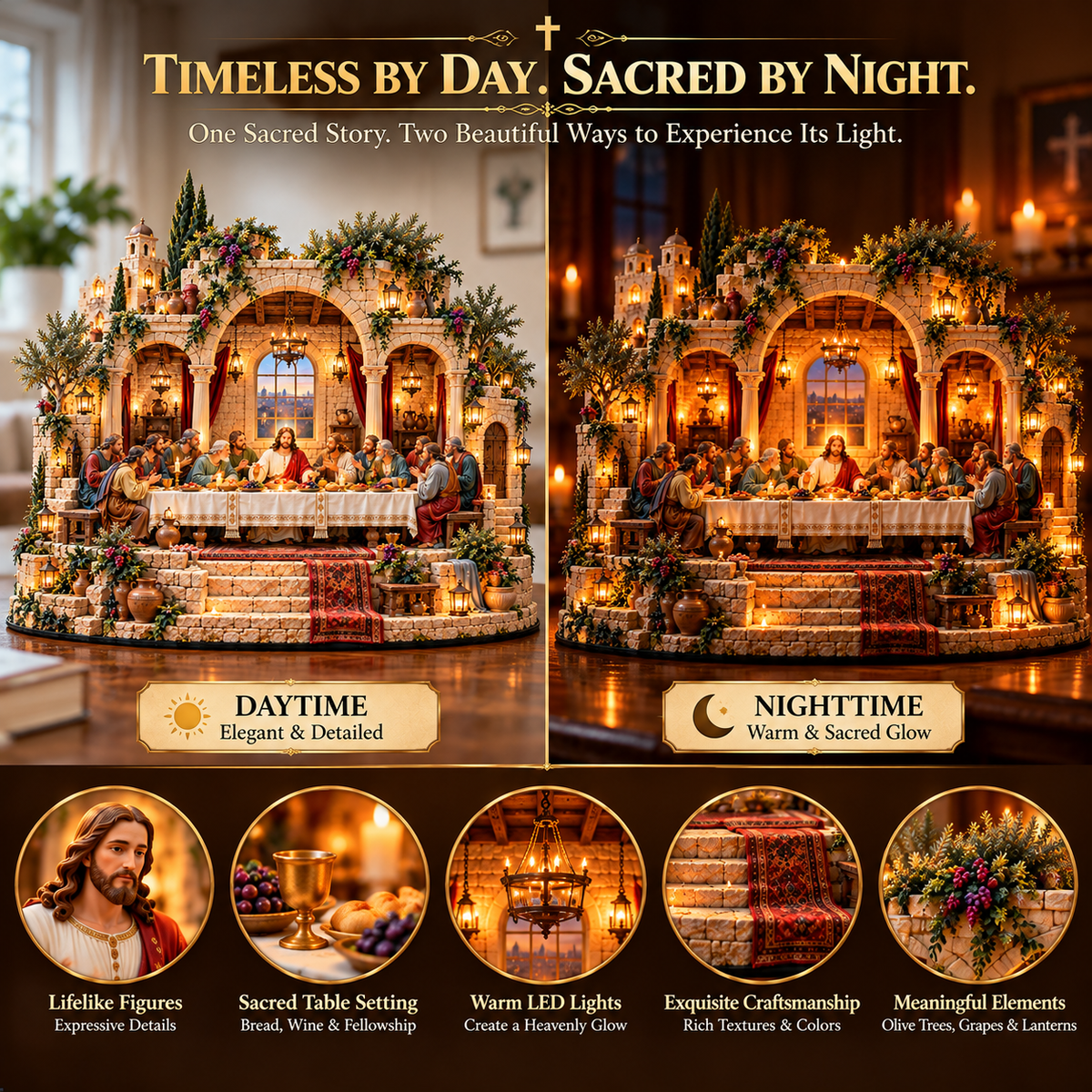 ✝️ One Table, Eternal Love ✨ The Last Supper LED Sanctuary – A Timeless Story of Faith & Family
