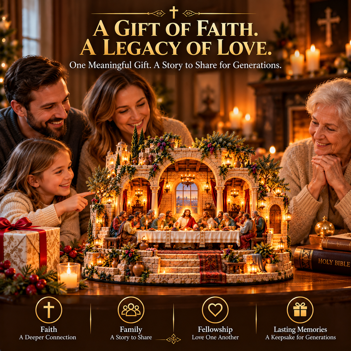 ✝️ One Table, Eternal Love ✨ The Last Supper LED Sanctuary – A Timeless Story of Faith & Family