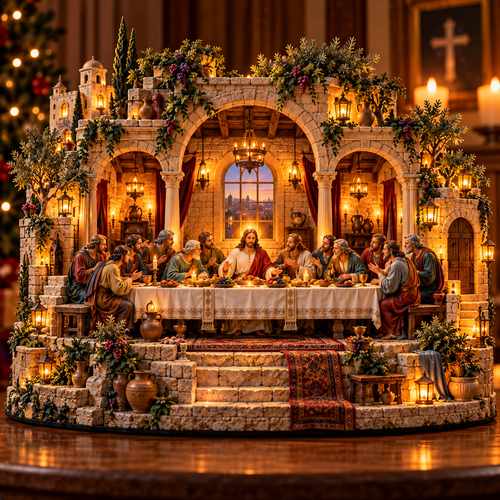 ✝️ One Table, Eternal Love ✨ The Last Supper LED Sanctuary – A Timeless Story of Faith & Family