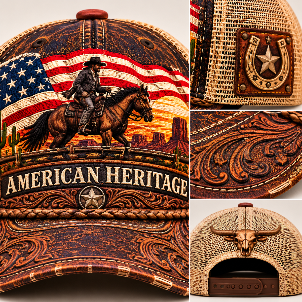 🇺🇸 Born for the Wild West! 🤠 American Heritage Vintage Cowboy Trucker Hat