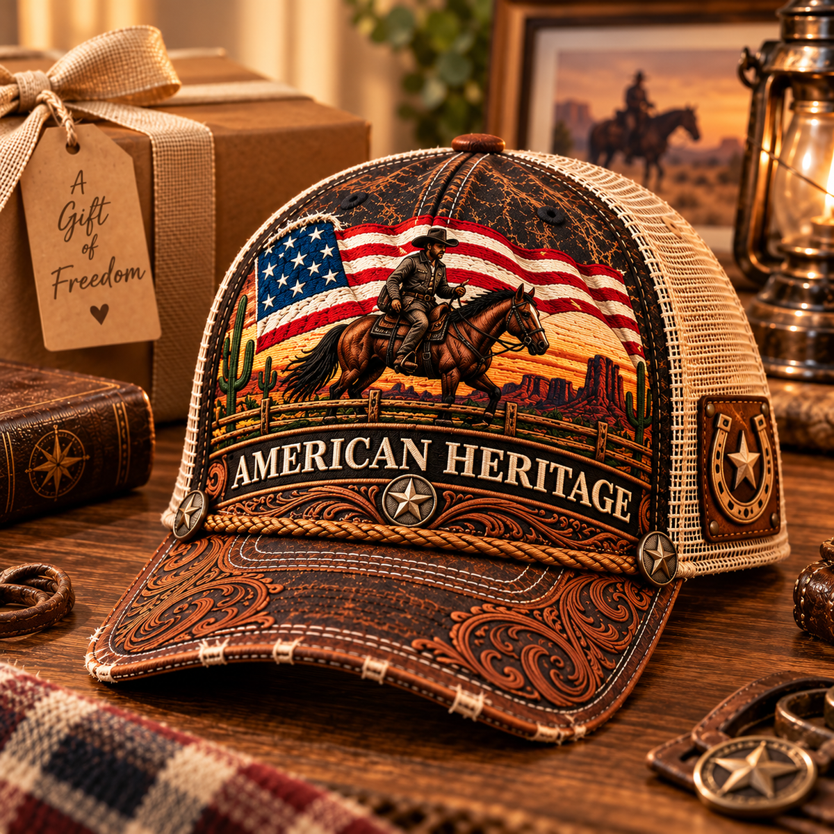 🇺🇸 Born for the Wild West! 🤠 American Heritage Vintage Cowboy Trucker Hat