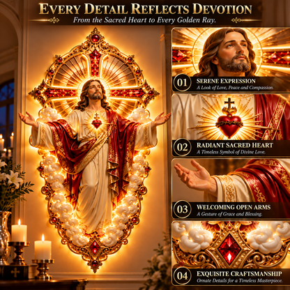 ❤️ Let His Love Light Up Your Home! ✨ Sacred Heart of Jesus – Everlasting Love Illuminated Wall Art