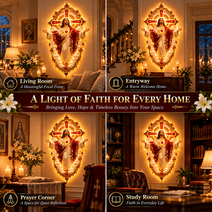 ❤️ Let His Love Light Up Your Home! ✨ Sacred Heart of Jesus – Everlasting Love Illuminated Wall Art