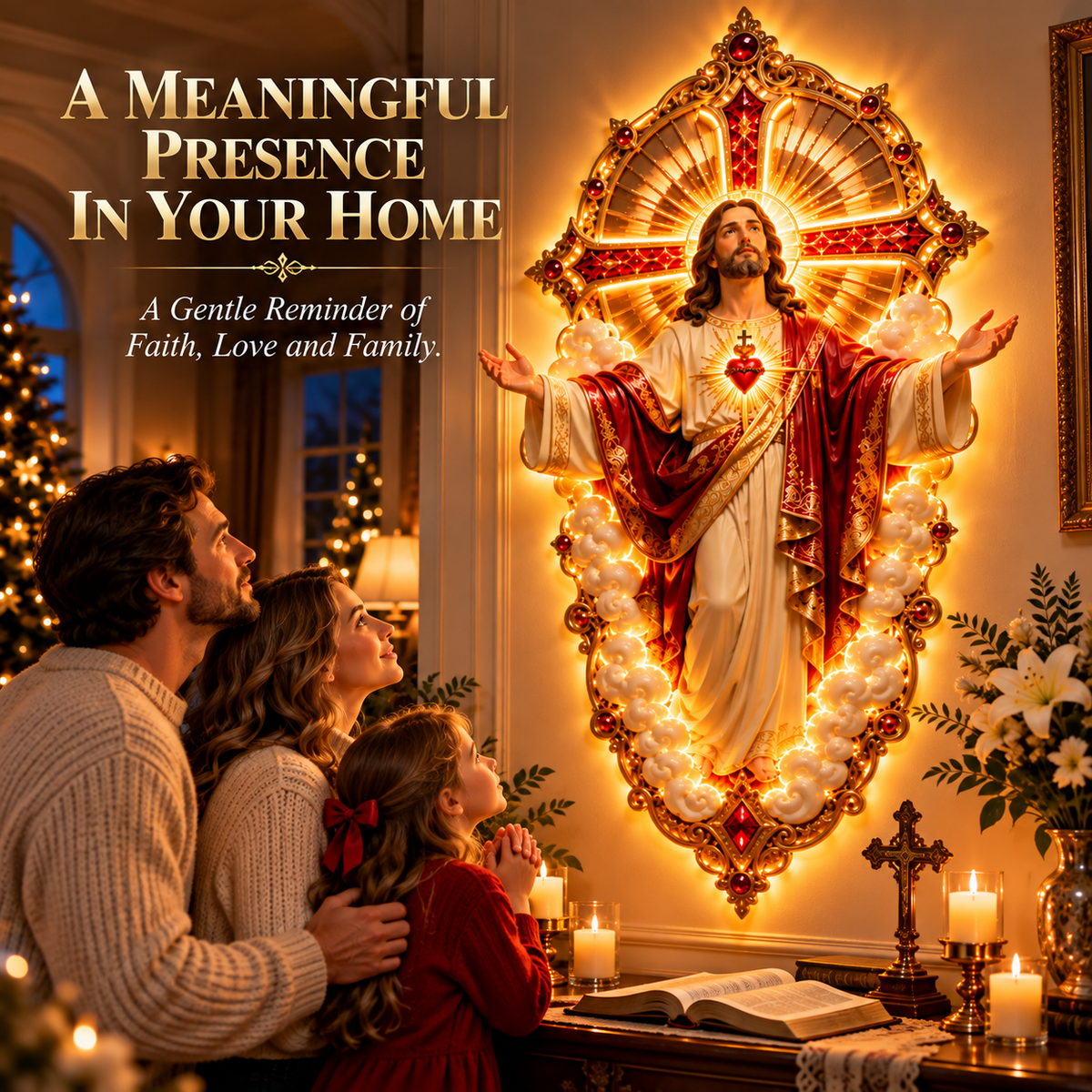 ❤️ Let His Love Light Up Your Home! ✨ Sacred Heart of Jesus – Everlasting Love Illuminated Wall Art