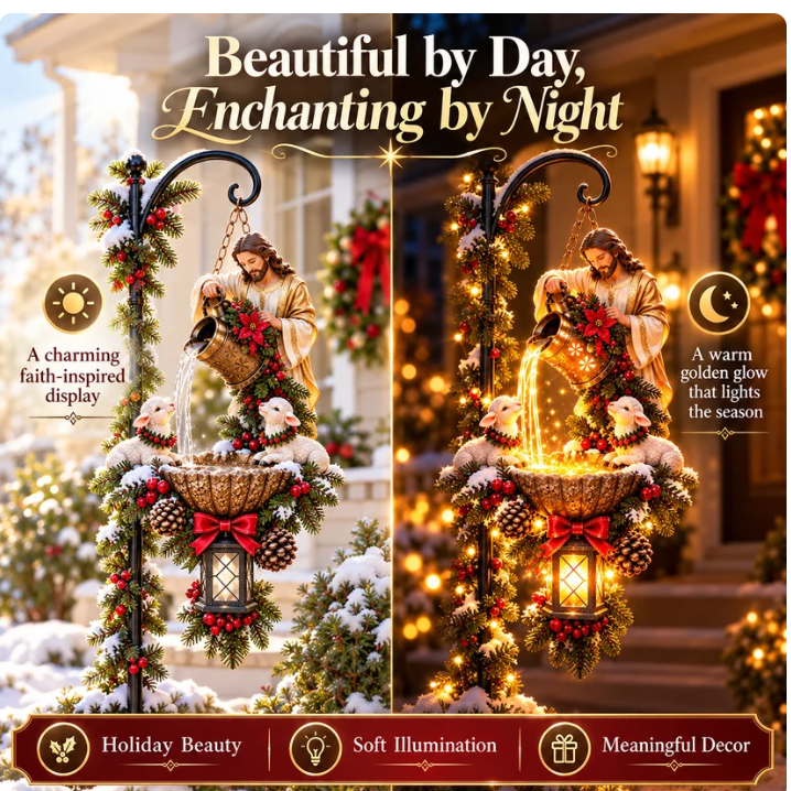 🔥Last Day 50% OFF- Jesus Blessing Hanging Fountain - Lighted Christian Christmas Garden Decor