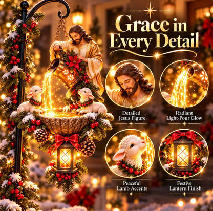 🔥Last Day 50% OFF- Jesus Blessing Hanging Fountain - Lighted Christian Christmas Garden Decor