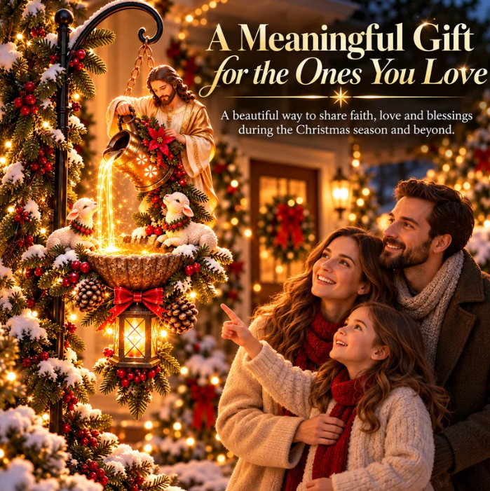 🔥Last Day 50% OFF- Jesus Blessing Hanging Fountain - Lighted Christian Christmas Garden Decor