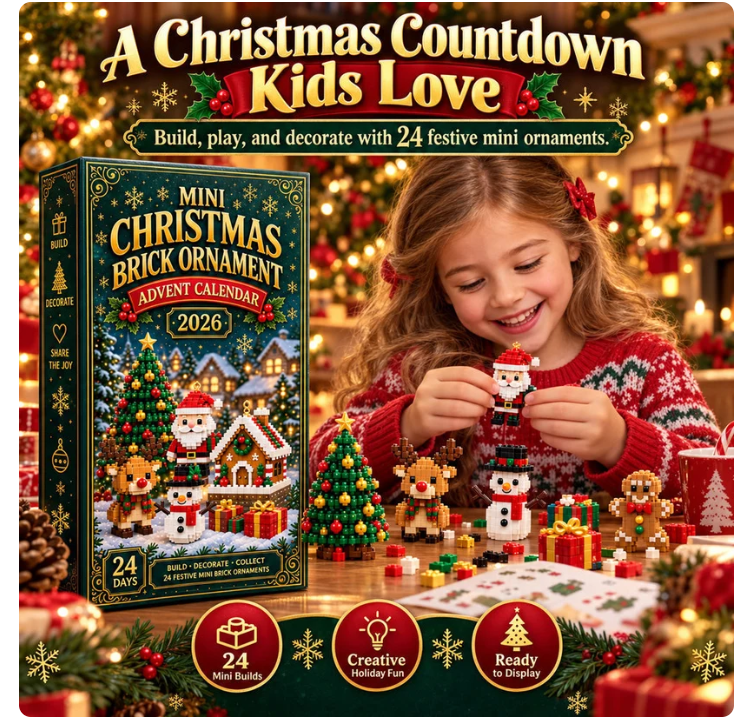 ❤️🎁 24-Day Mini Christmas Brick Ornament Advent Calendar – Build a Little Christmas Magic Every Day!