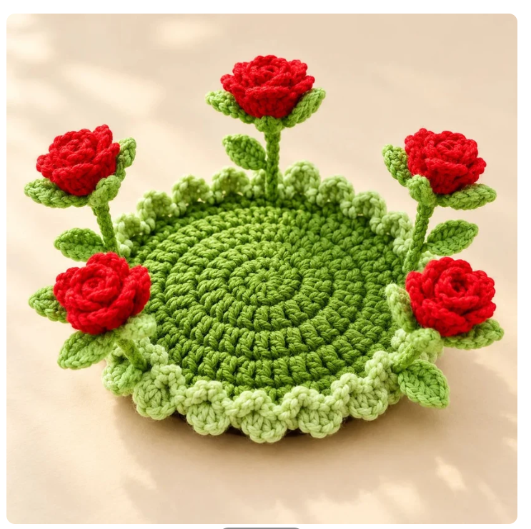 🌸 Flowers That Never Fade! 🌷 Handmade Crochet Floral Coasters – A Little Bloom for Every Table