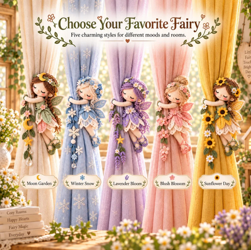 🌸Fairy Hug Crochet Curtain Tiebacks – 5 Magical Little Fairies to Hold Your Curtains & Brighten Your Day