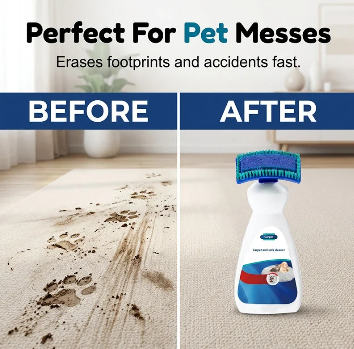✨No Rinsing Needed! 2-in-1 No-Rinse Sofa & Carpet Cleaner with Built-In Scrubbing Brush