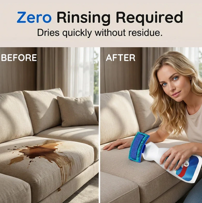 ✨No Rinsing Needed! 2-in-1 No-Rinse Sofa & Carpet Cleaner with Built-In Scrubbing Brush