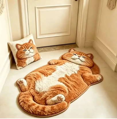 🔥BEST SELLER 🐱Chubby Tabby Cat Shaped Rug
