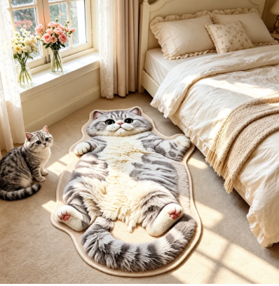 🔥BEST SELLER 🐱Chubby Tabby Cat Shaped Rug