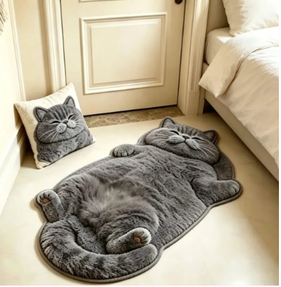 🔥BEST SELLER 🐱Chubby Tabby Cat Shaped Rug