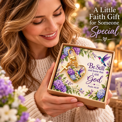 💜Loved by 60,000+ People!✝️Be Still & Know That I Am God Hummingbird Faith Key chain