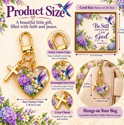 💜Loved by 60,000+ People!✝️Be Still & Know That I Am God Hummingbird Faith Key chain