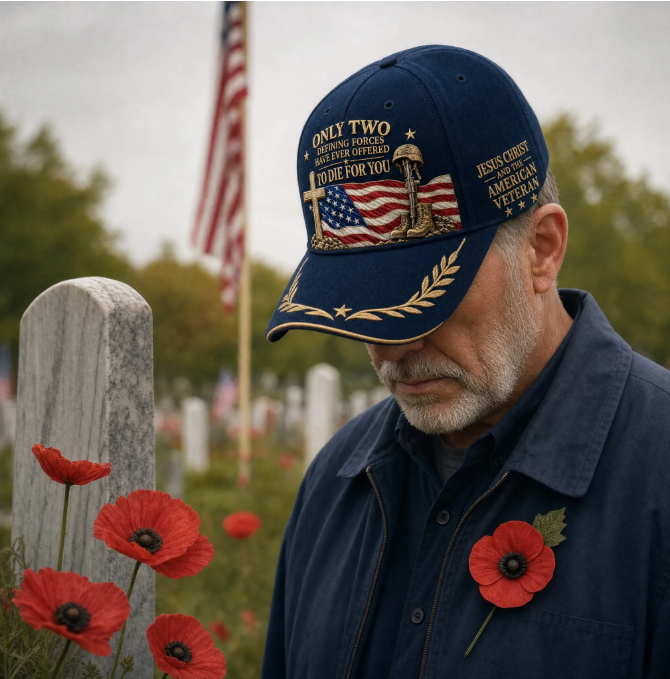 ✝️ Only Two Sacrificed for You – ❤️Veteran &amp; Faith Embroidered Cap